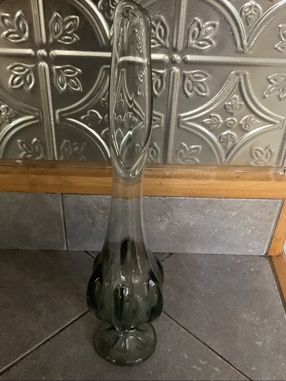 Smoky Glass Long-Neck Bud Vase by